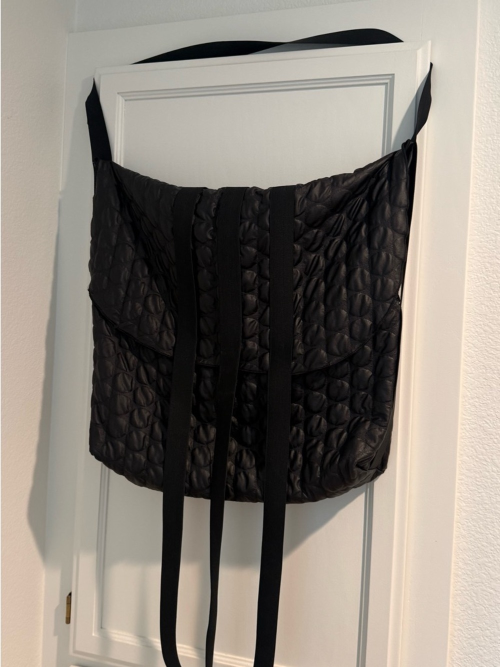 Quilted Black Shoulder Tote with Long Strap